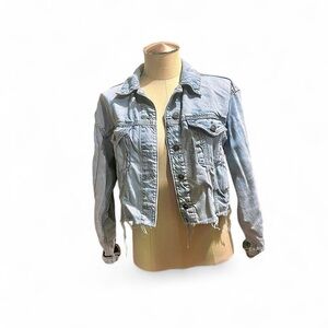 American Eagle Outfitters Light Blue Cropped Denim Jacket